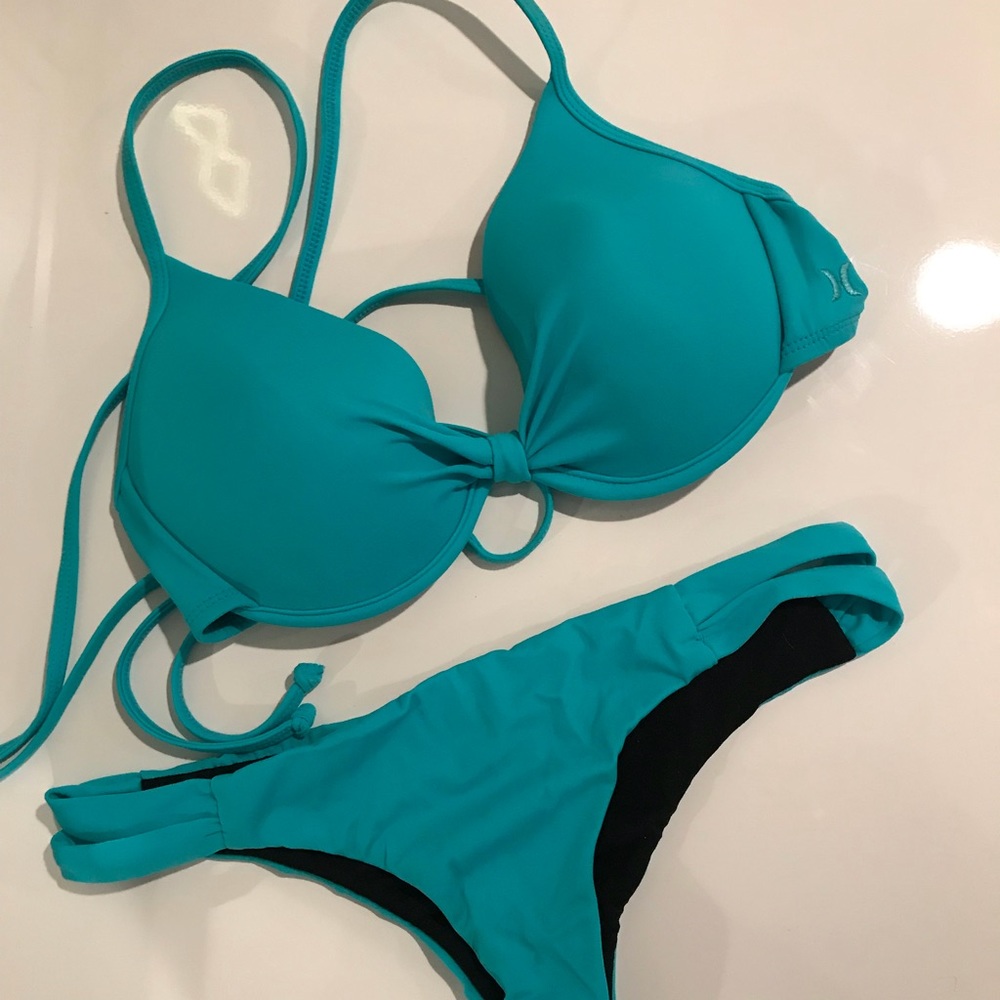 Hurley aqua blue bikini set